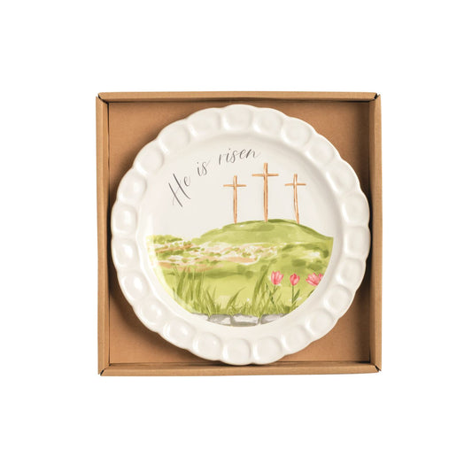 He Is Risen Cross Plate