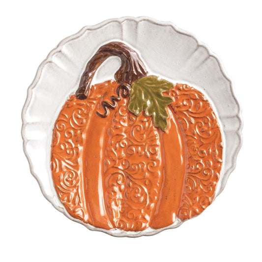 Orange With Lace Gather Salad Plate