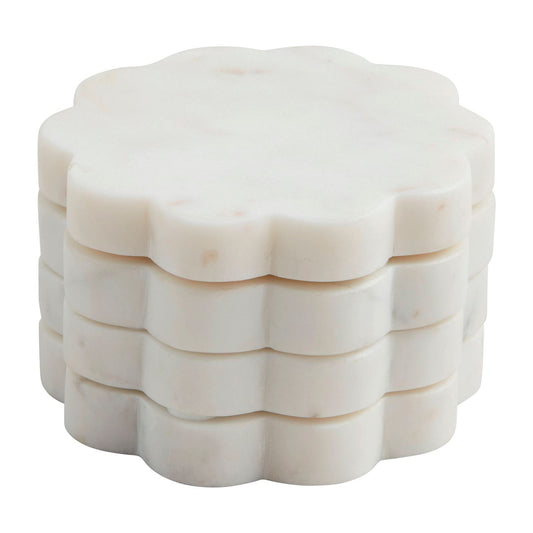 Scallop Marble Coaster Set of 4