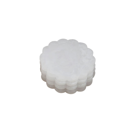 White Resin Scallop Coaster Set of 4