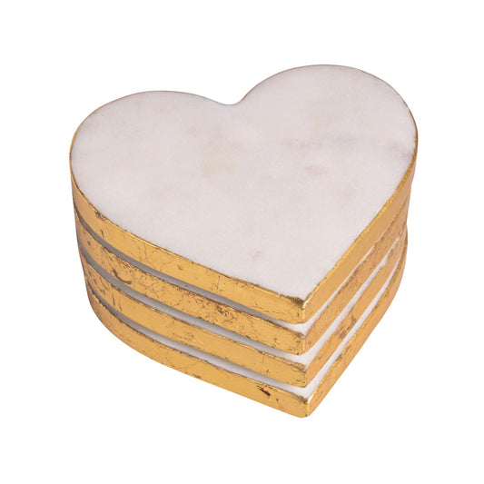 White Heart Coaster Set