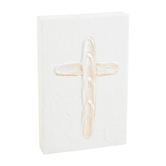 Cross White Christmas Plaque