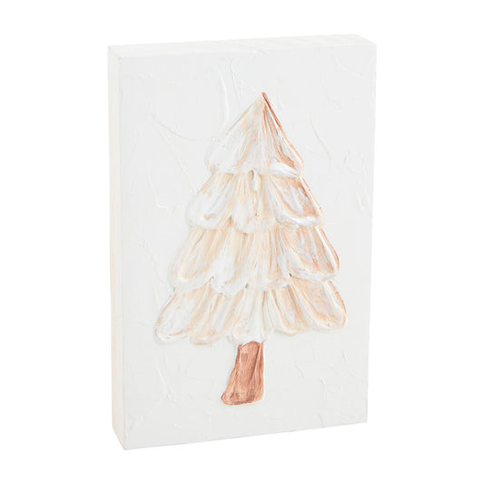 Tree White Christmas Plaque