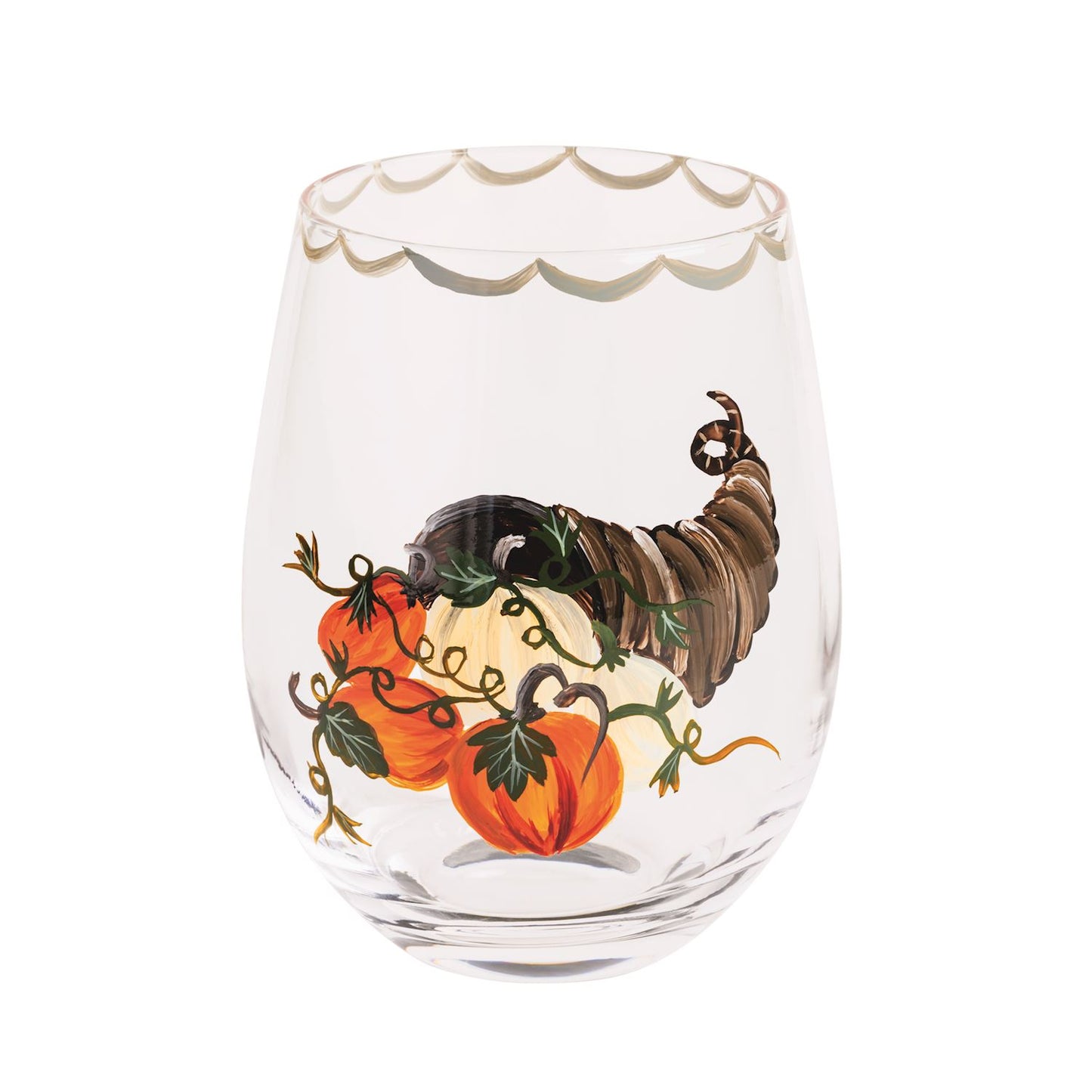 Painted Single Cornucopia Glass