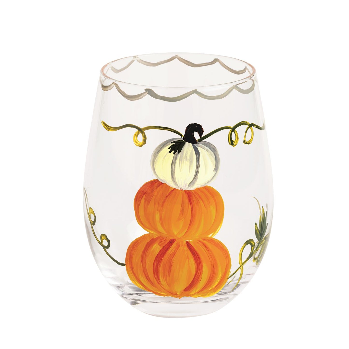 Painted Single Stacked Pumpkin Glass