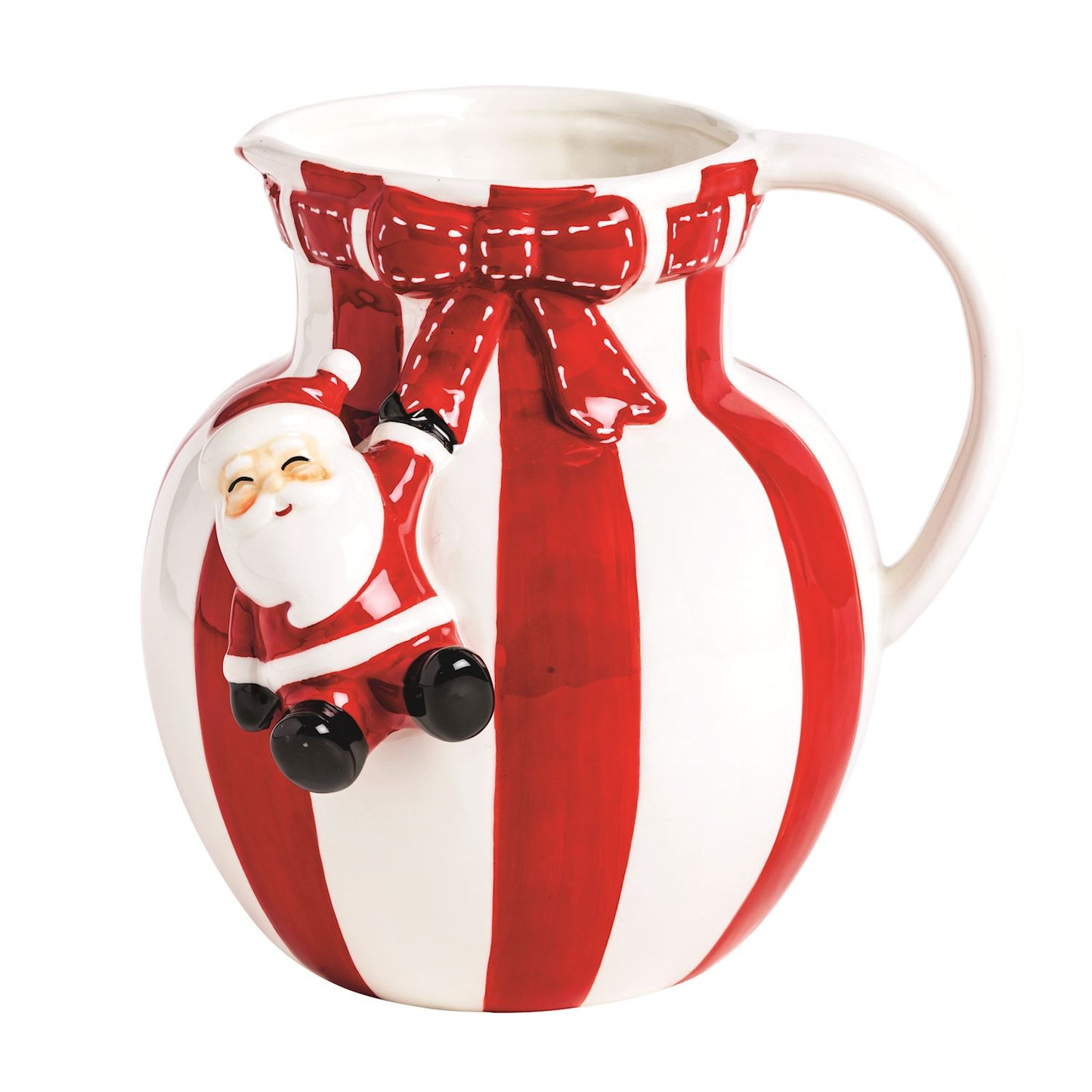 Santa Bow Stripe Pitcher
