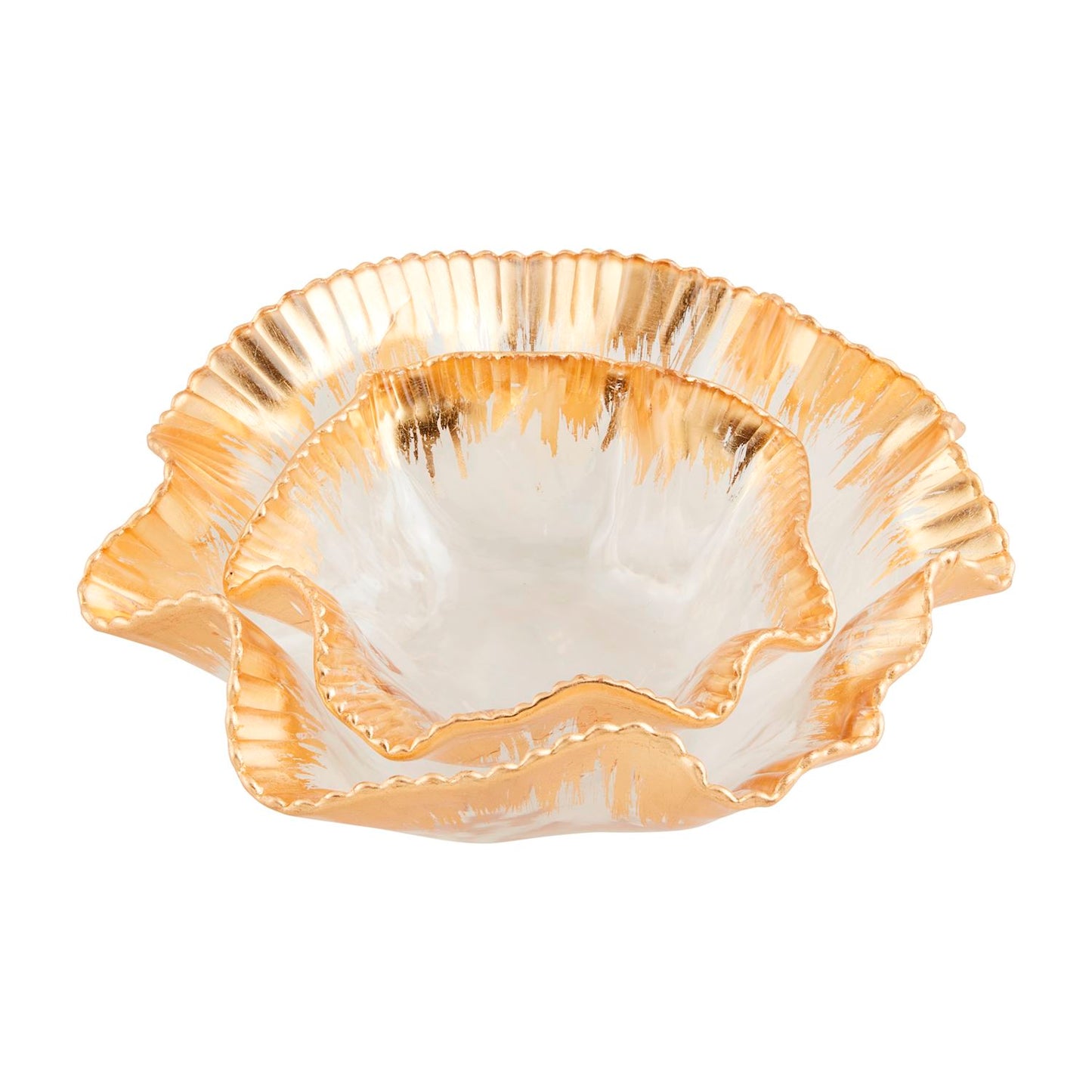 Gold Edge Ruffle Bowl Set of 2