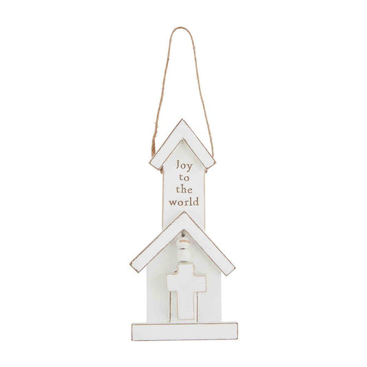 Joy White Church Ornament