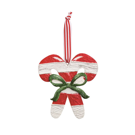 Candy Cane Painted Wood Ornament