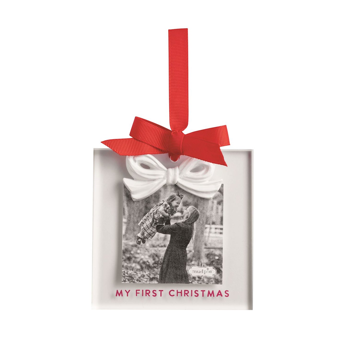 White Bow Frame Ornament