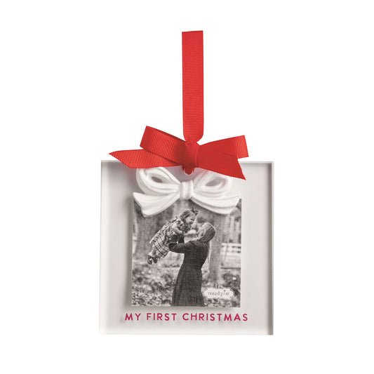 White Bow Frame Ornament