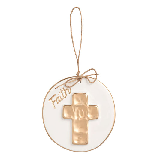 Cross Gold Disc Ornament