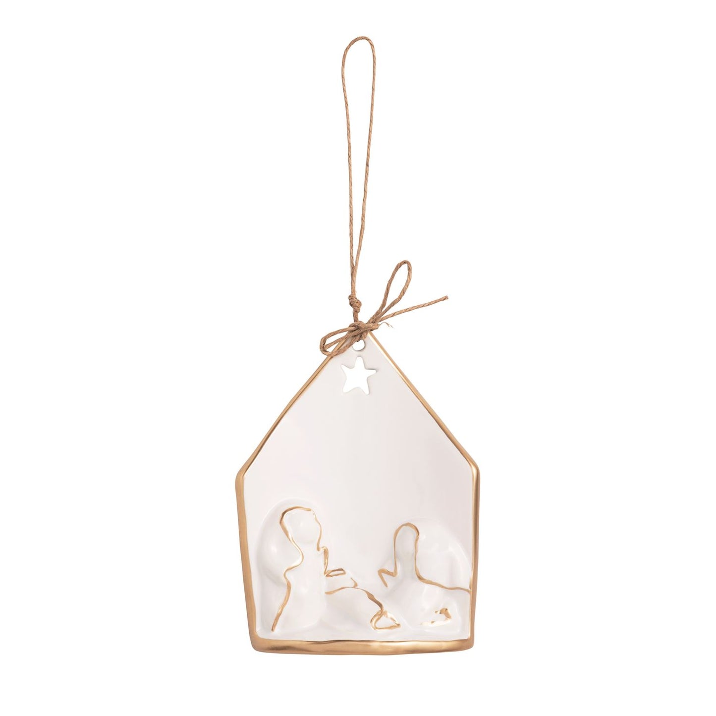 Gold Edge Nativity Ornament
