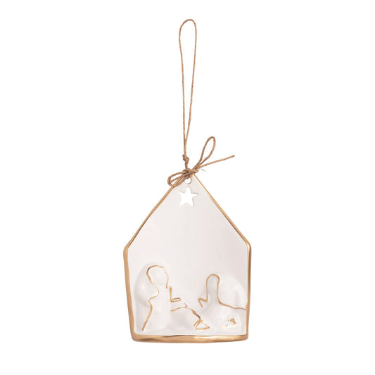 Gold Edge Nativity Ornament