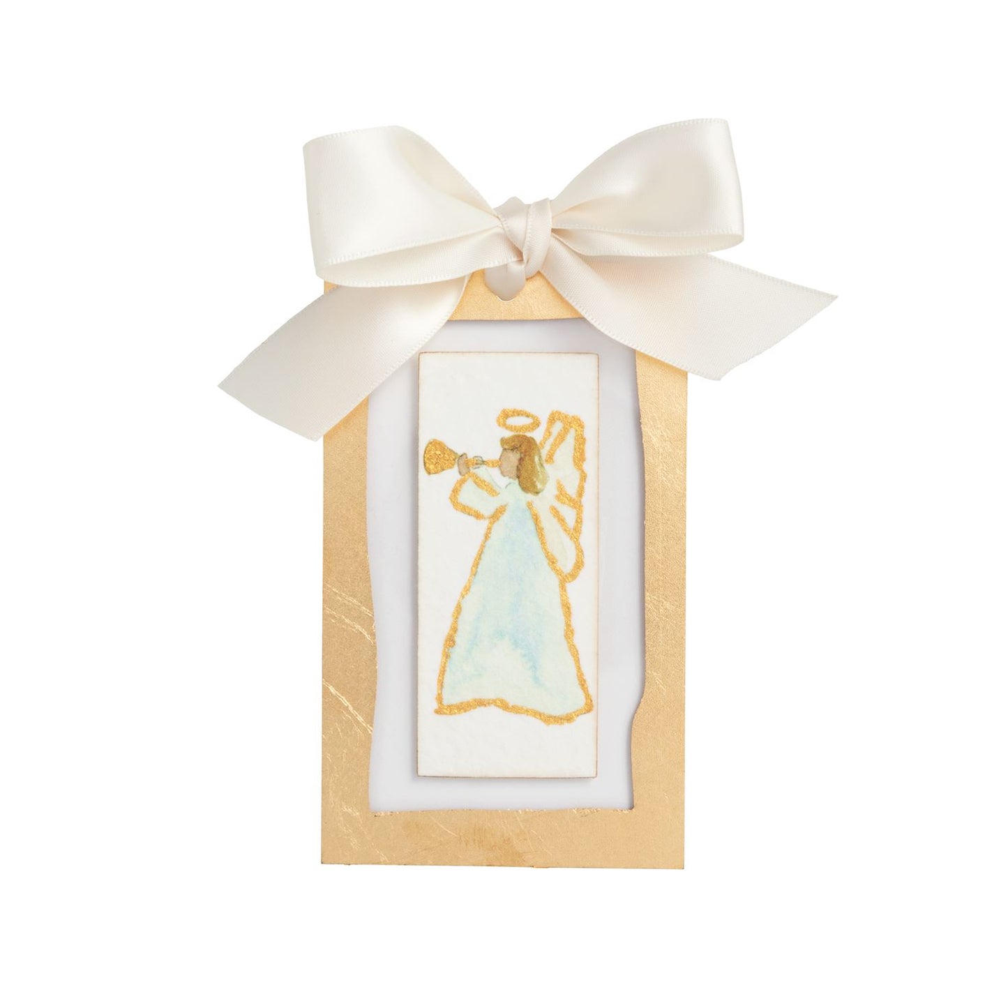 Sideways Angel Gold Ornament
