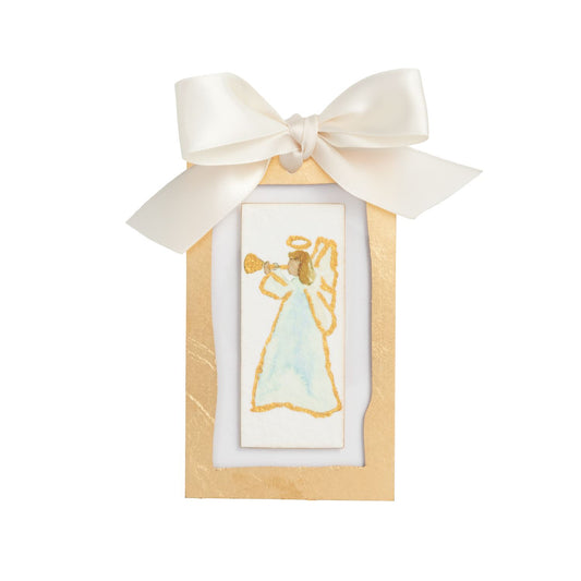 Sideways Angel Gold Ornament