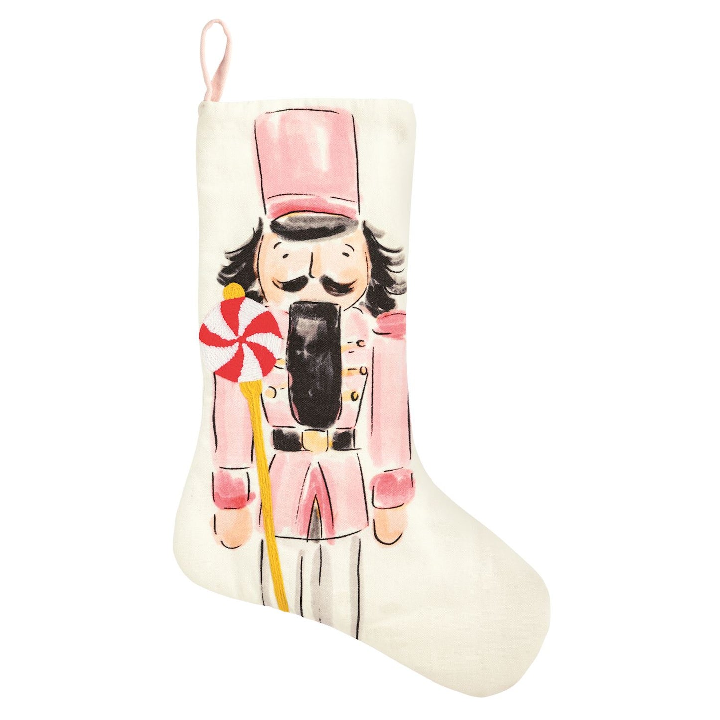 Pink Nutcracker Embroidered Stocking