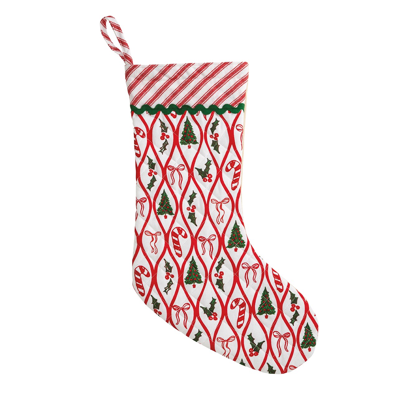 Bow Christmas Block Print Stocking
