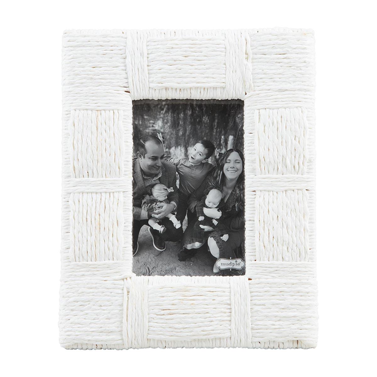 Large White Woven Rope Frame 5x7