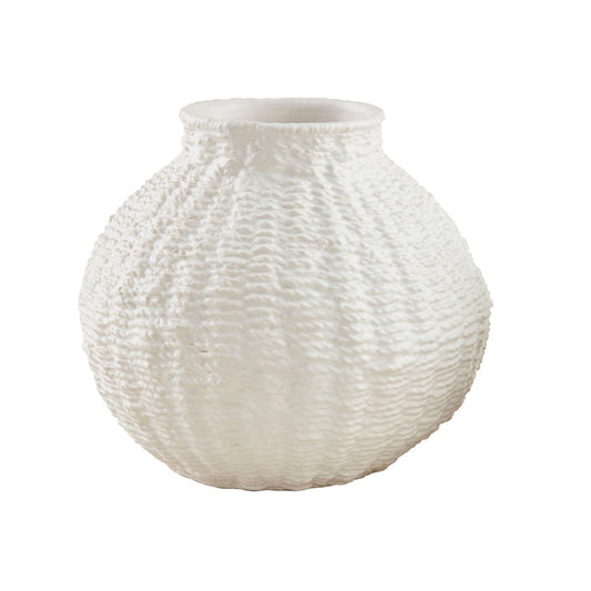 Large Woven Stoneware Round Vase