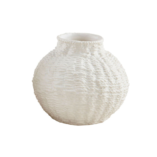 Small Woven Stoneware Round Vase