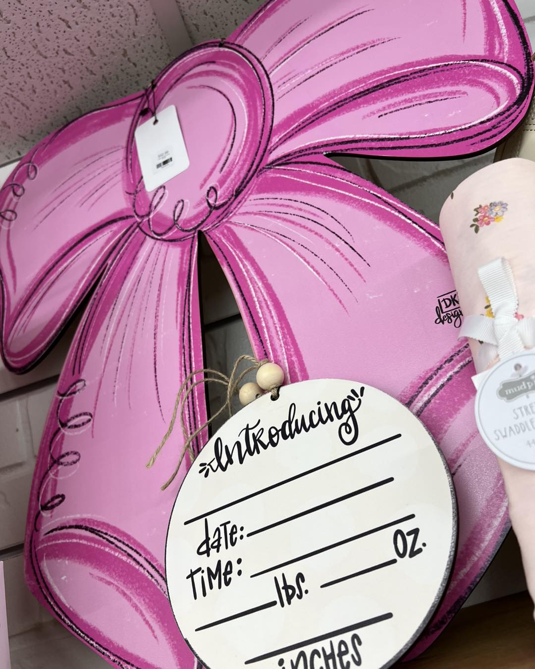 Large Pink Bow Door Hanger