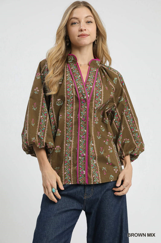 Mix Floral Boho Blouse