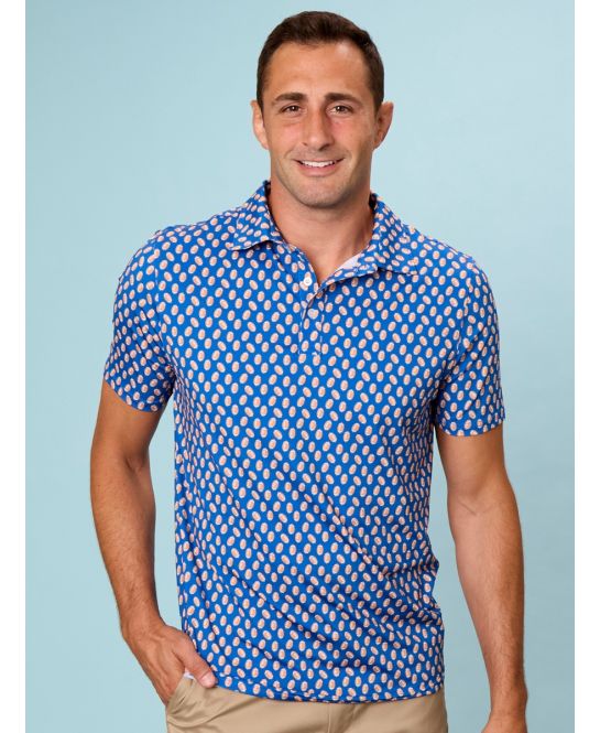 Men's Knit Short Sleeve Performance Polo in Blue