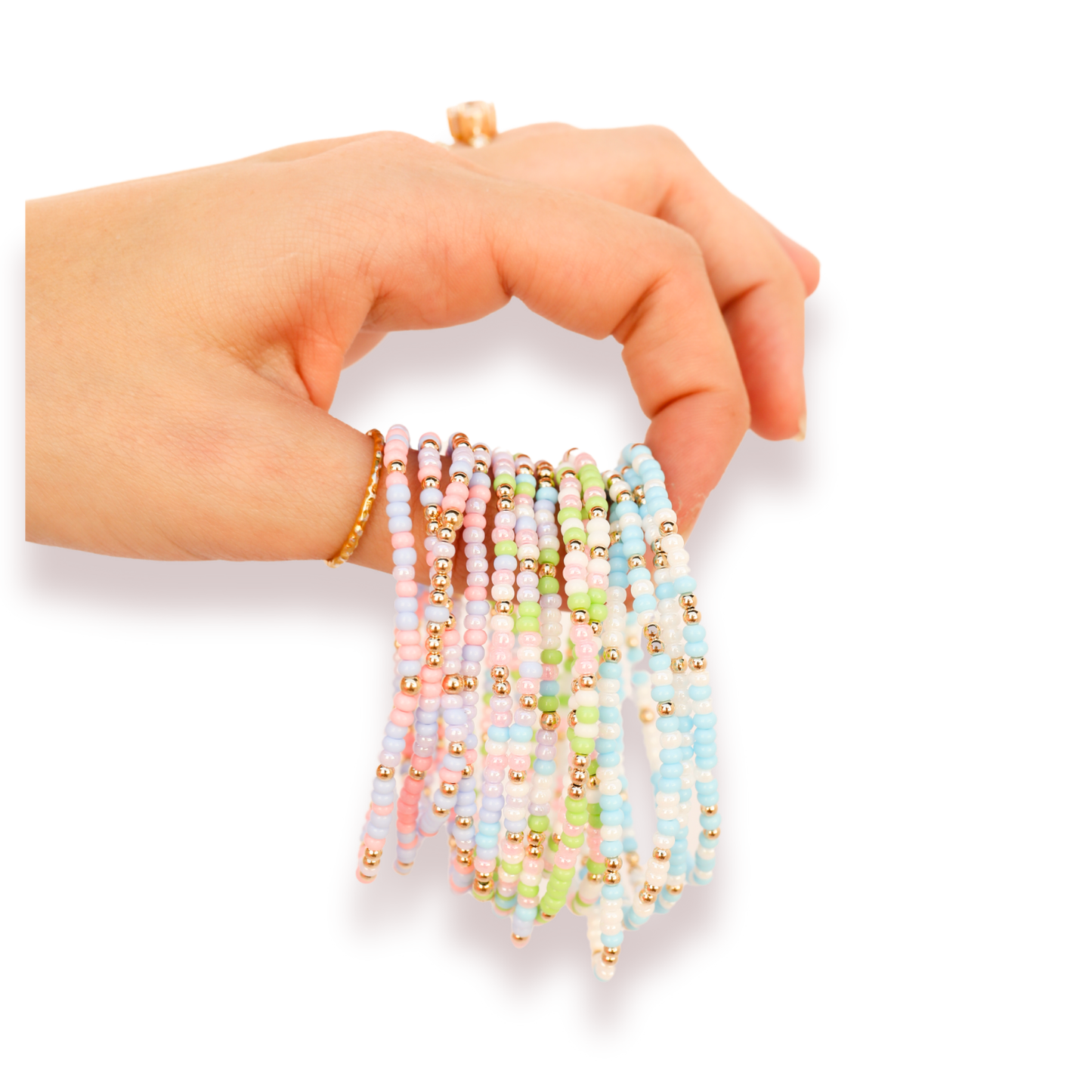 Pastel Blue & White Sprinkle Bracelet: Standard 6.75 inch