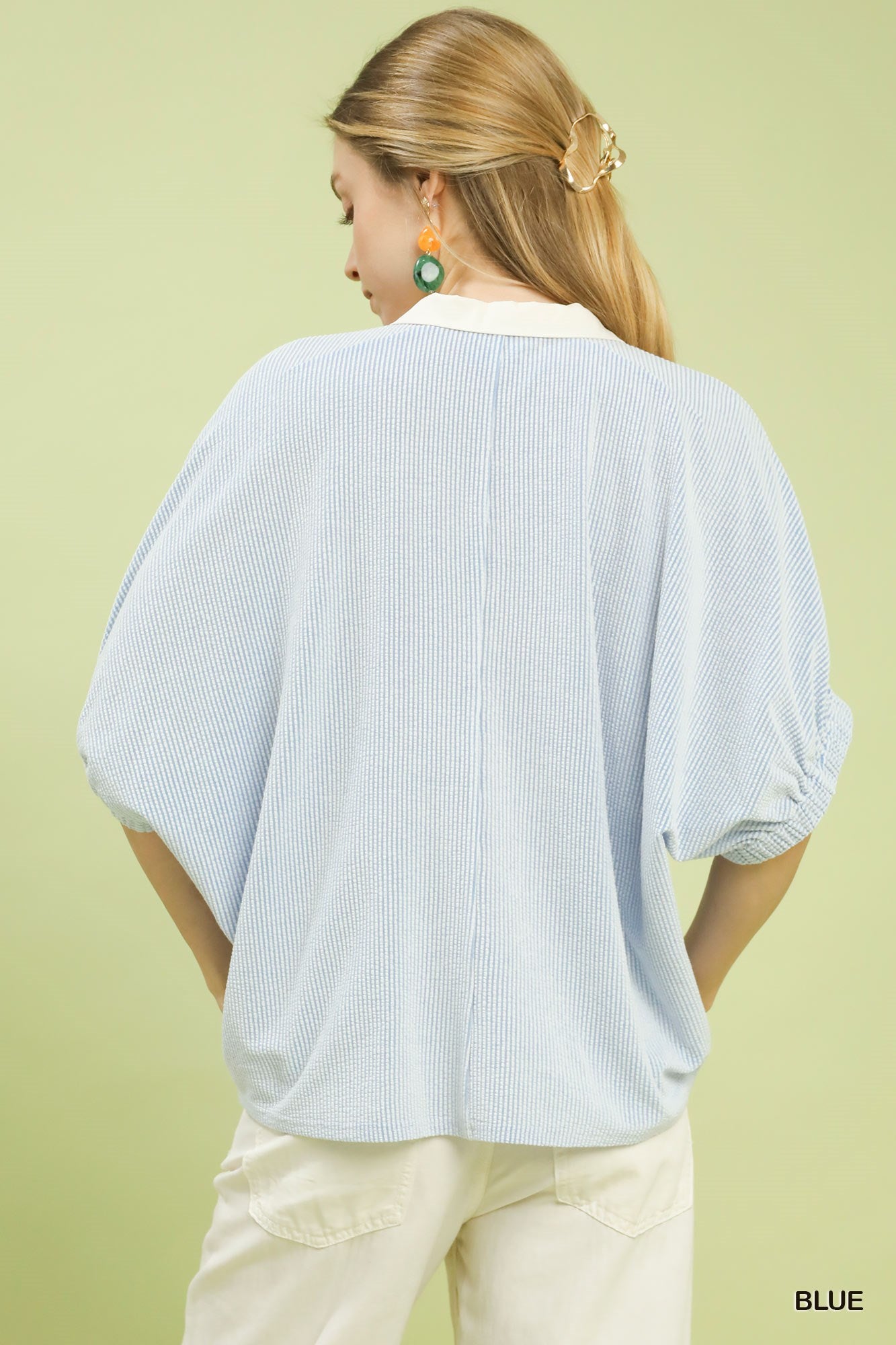 V-Neck Open Point Collared Top