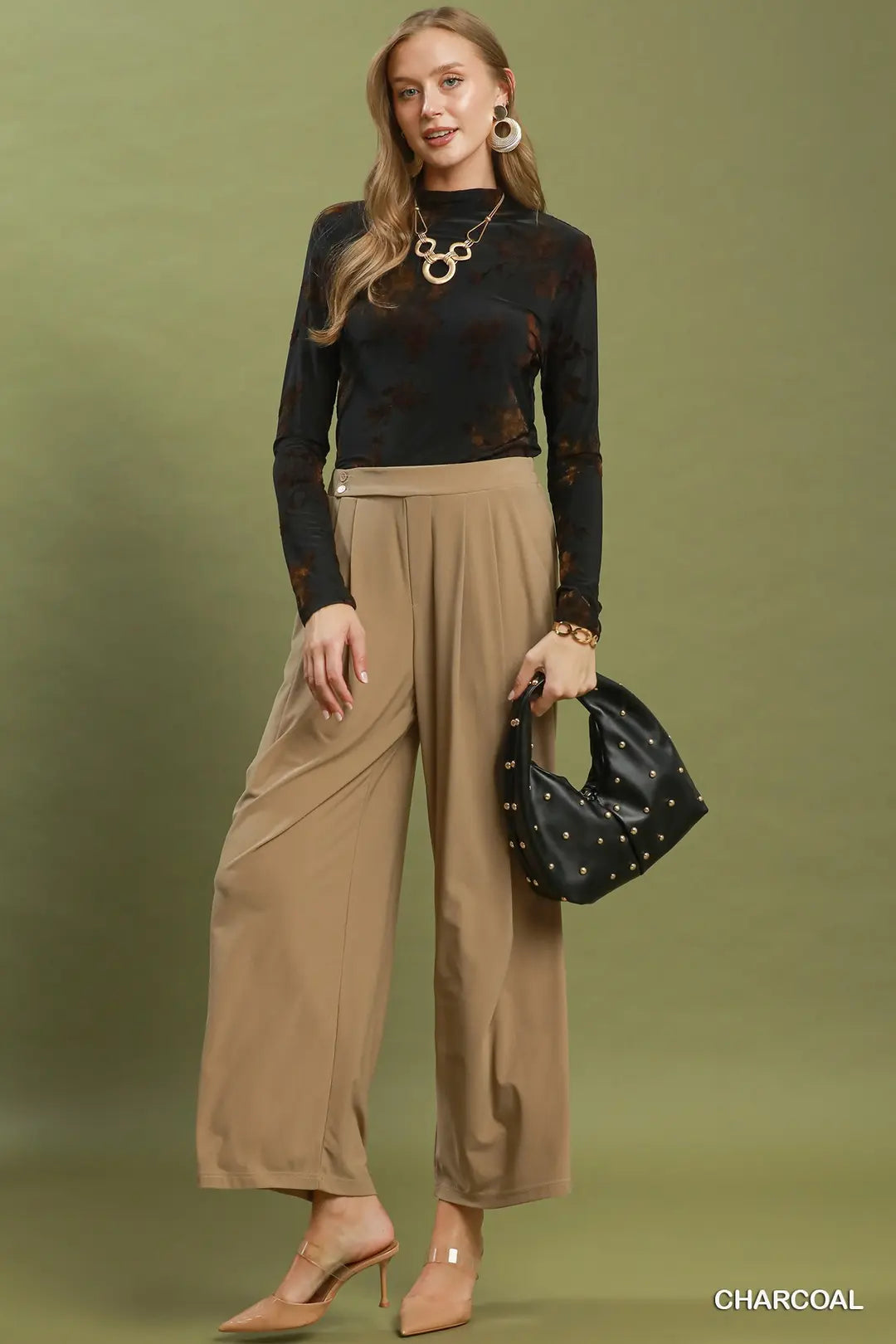 Mock Neck Velvet Top