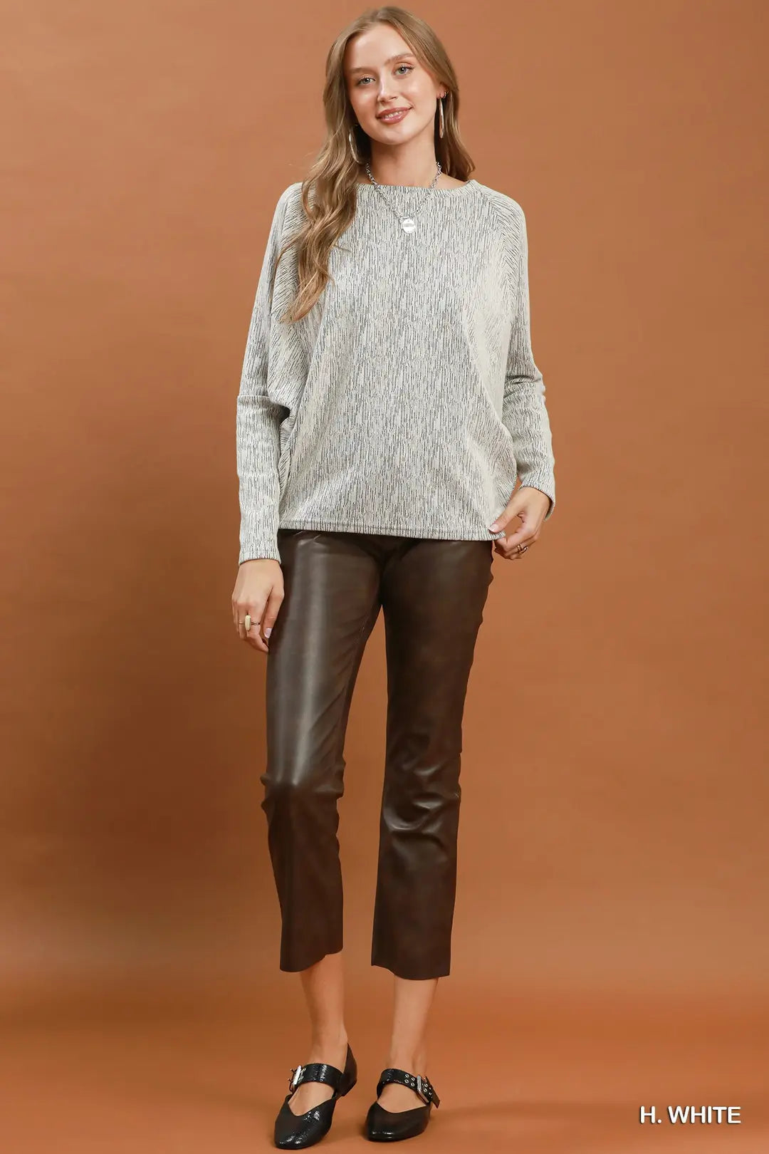 Textured Knit Long Sleeve Pullover Top