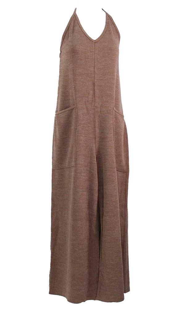 Ribbed Knit Jumpsuit Sand