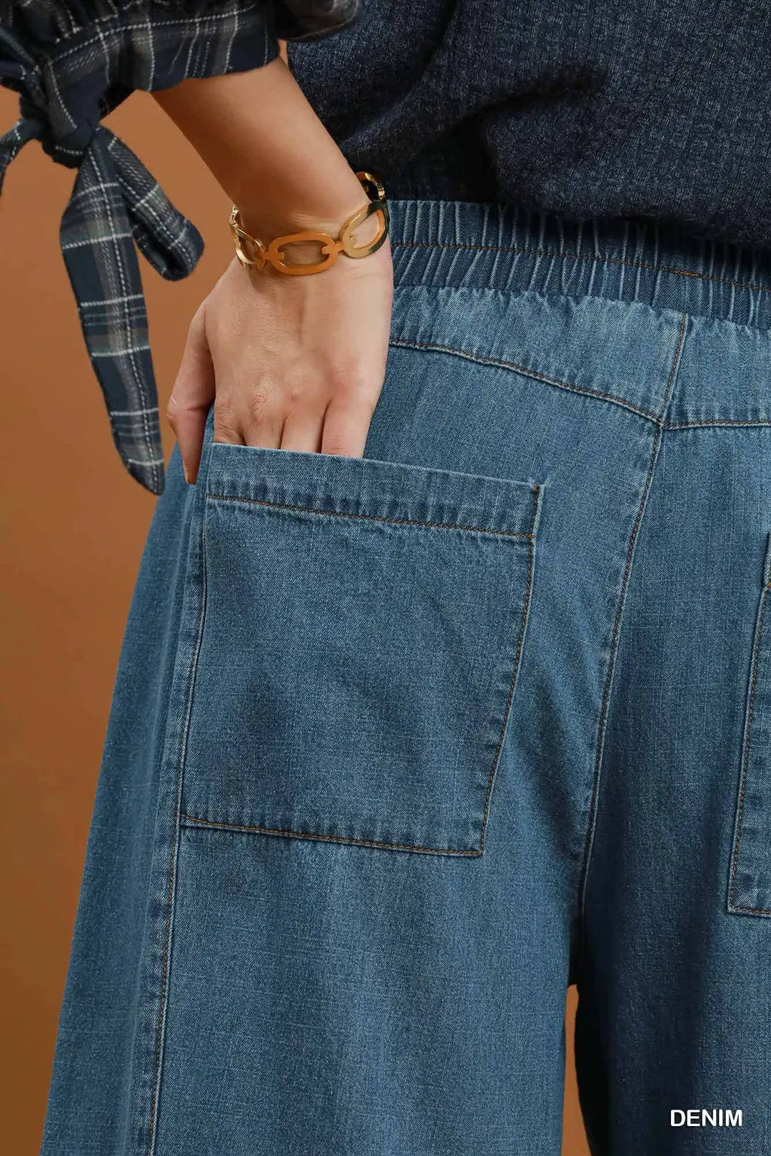 Mineral Washed Wide Leg Pull-On Pants