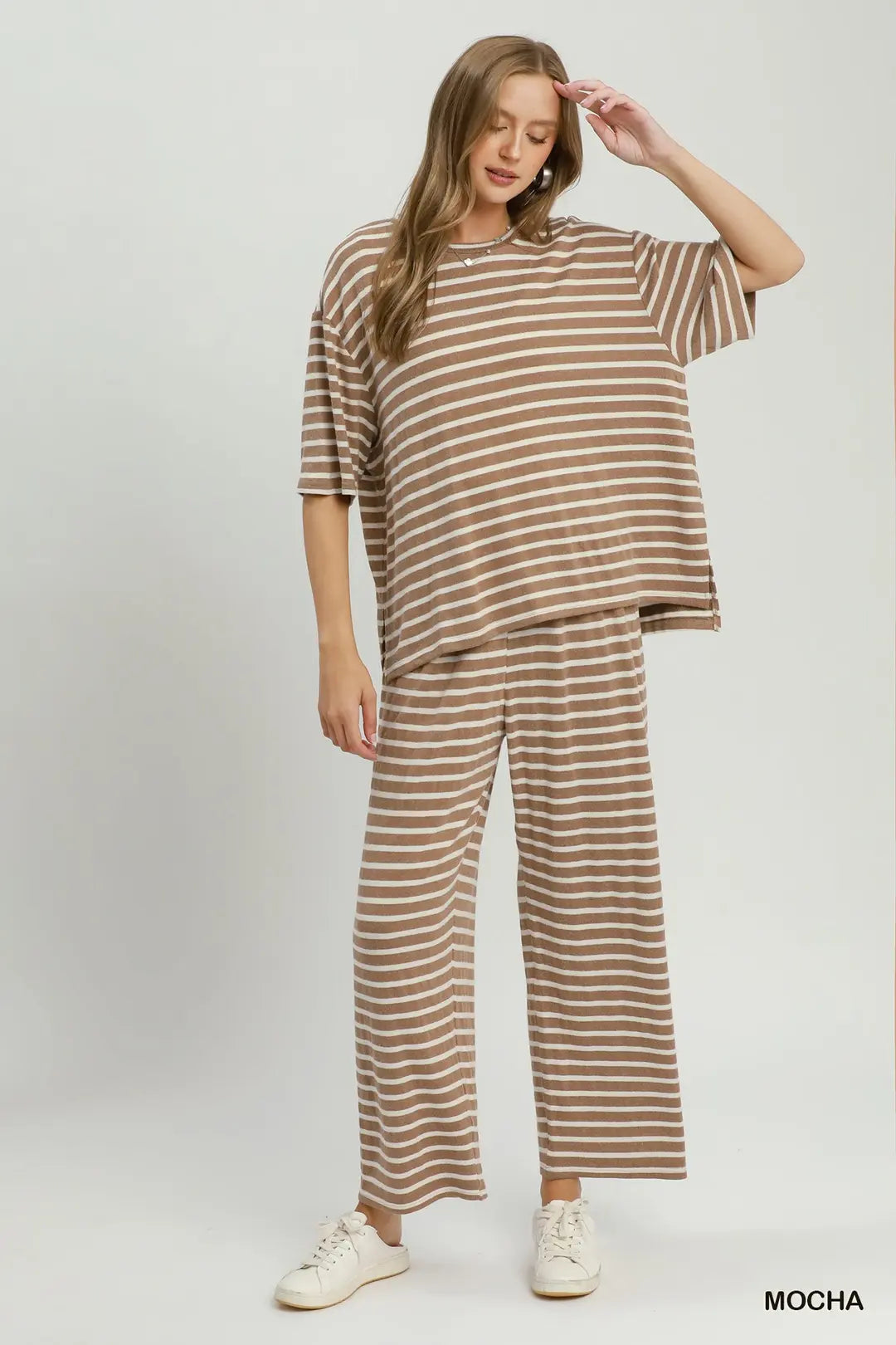 Striped Relaxed Knit Set Mocha