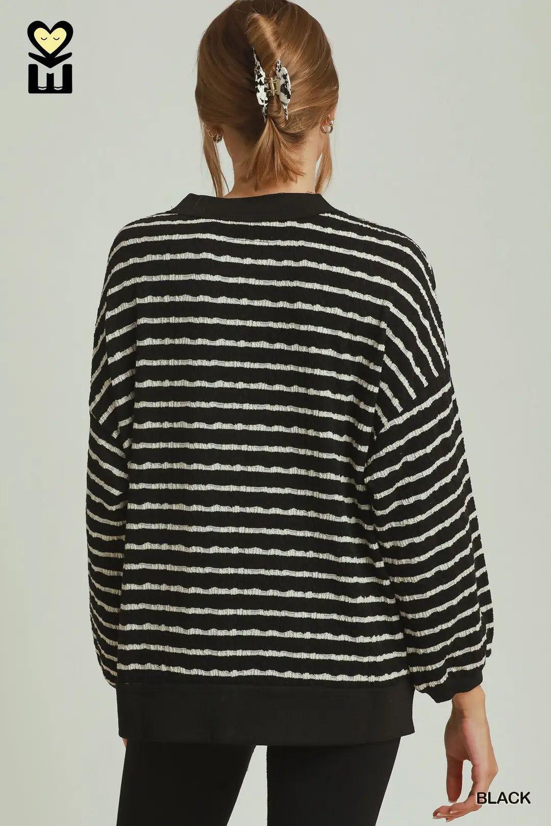 Cable Knit Textured Stripe Pullover Sweater