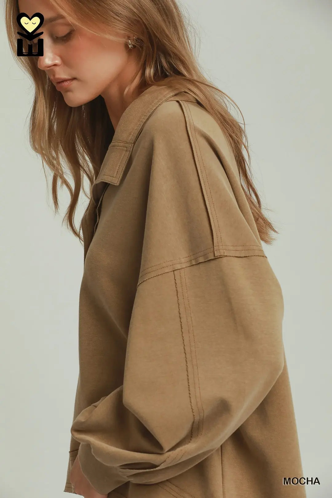 Mineral Washed Oversized Pullover Top Mocha