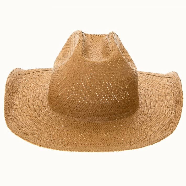 Handmade Western Smooth Toyo Straw Cowboy Hat, Adjustable: Black