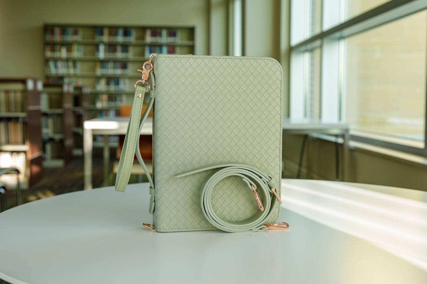 Bible Cover, Weave Bible Case, Crossbody SAGE