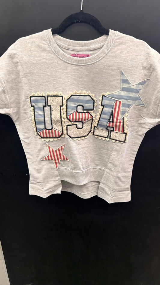 USA Patch Tee in Grey