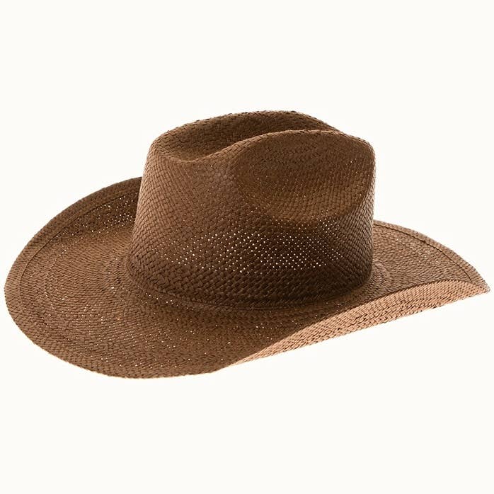 Handmade Western Smooth Toyo Straw Cowboy Hat, Adjustable: Black