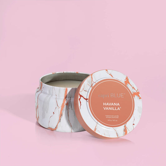 Havana Vanilla Modern Marble Travel Tin Candle 8.5oz