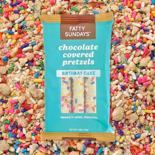 Birthday Cake Chocolate Covered Pretzel Snack Pack (3-pack)