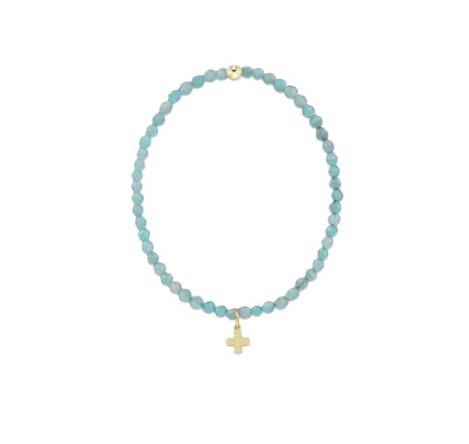 Classic Amazonite 3mm Bracelet - Signature Cross Gold
