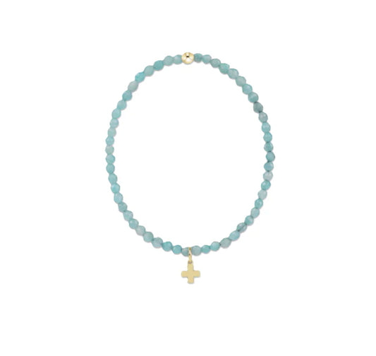 Classic Amazonite 3mm Bracelet - Signature Cross Gold