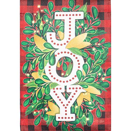 Holiday Joy Burlap House Flag