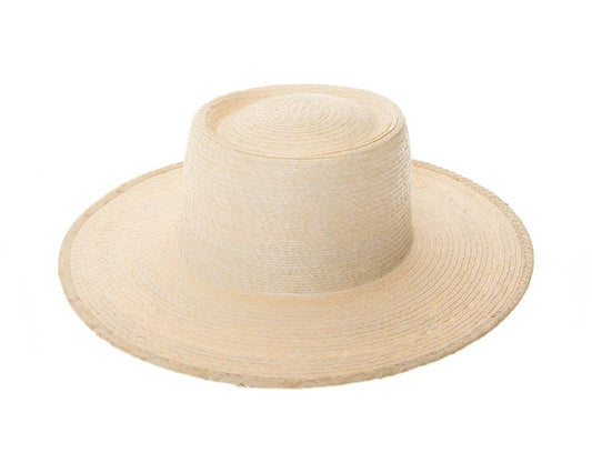 Handmade Palm Leaf Straw Gambler Hat Ivory