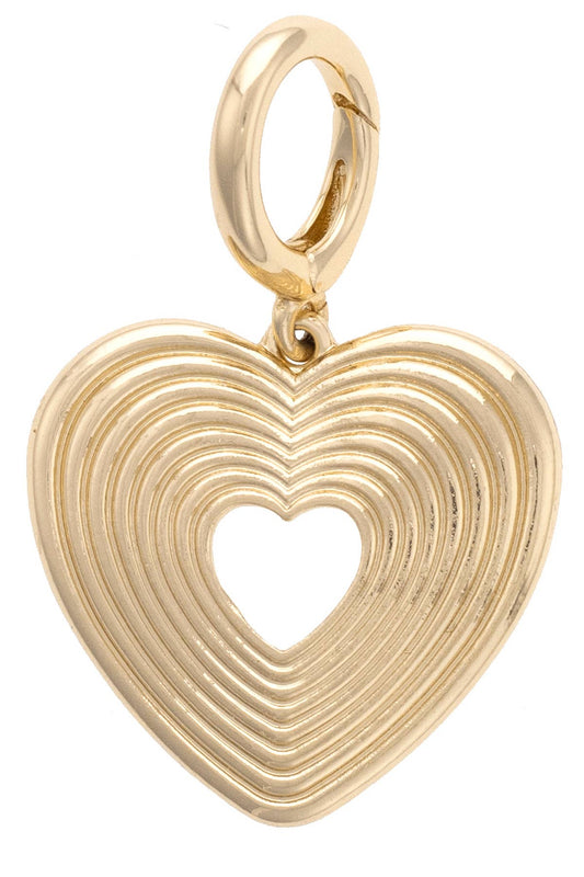 Glowing Heart Pendant Charm in Shiny Gold