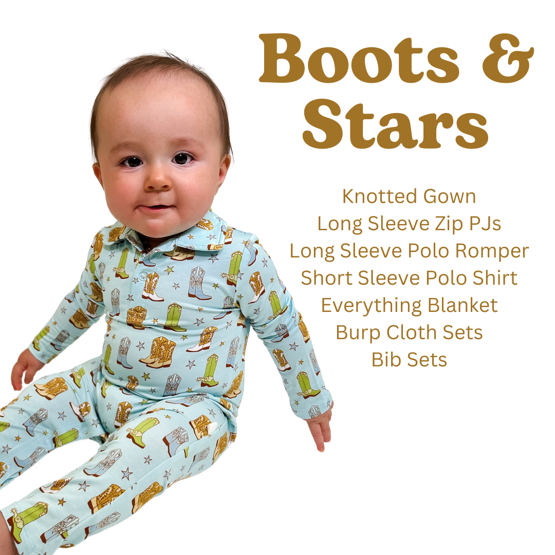 Cowboy Boots & Stars Bib Set