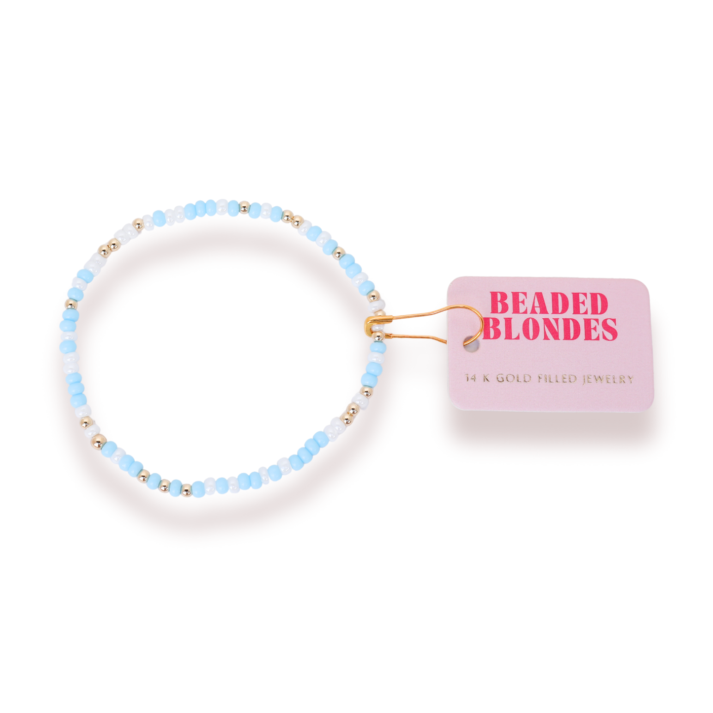Pastel Blue & White Sprinkle Bracelet: Standard 6.75 inch